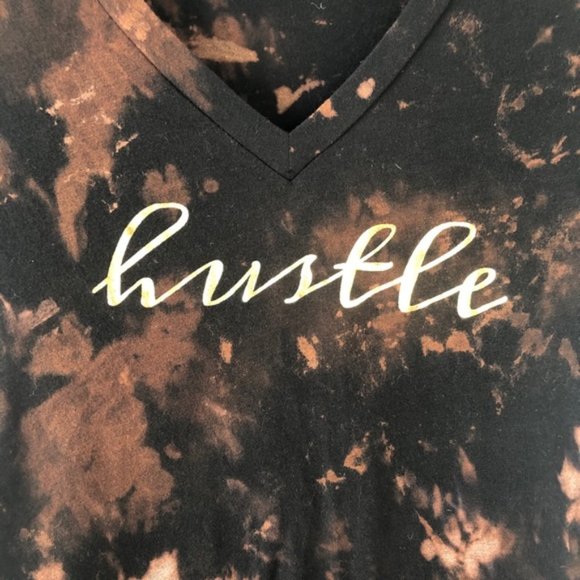 ‘Hustle’ Bleach Dye Graphic Tee Size Small - Picture 2 of 6